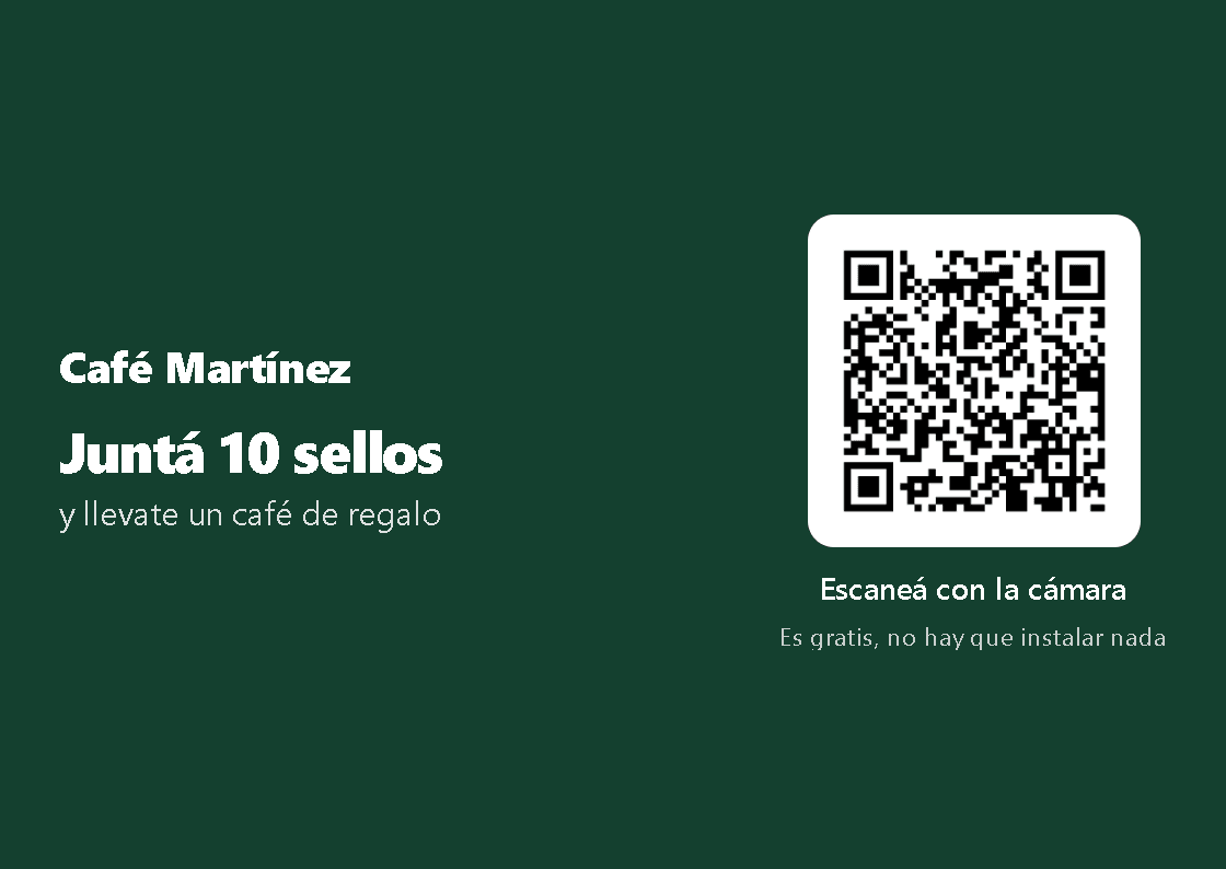 Cartel real de Café Martínez con el QR para sumarse al programa